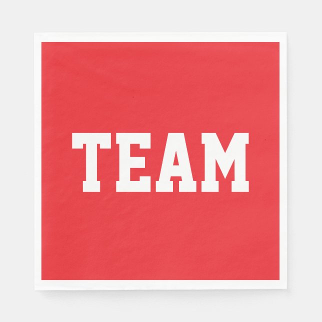 TEAM Fun Sporty White Athletic Text On Bright Red Pappersservett (Framsidan)