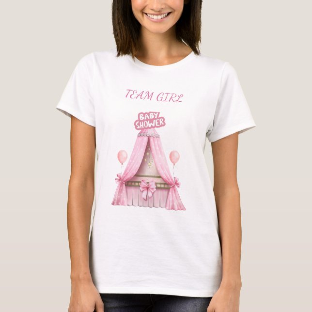 Team Girl Baby Shower 2025 Family Outfit T Shirt (Framsida)