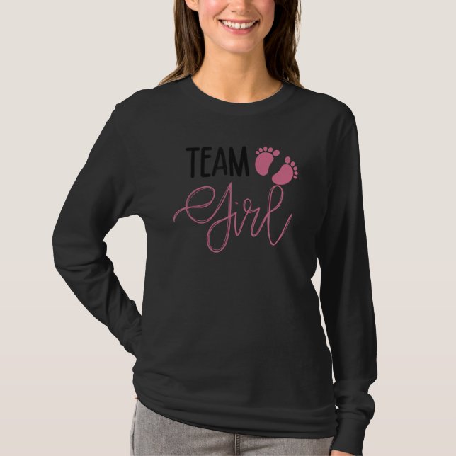 Team Girl Baby Shower Gender Reveal Announcement T Shirt (Framsida)