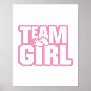 Team Girl Baby Shower Gender Reveal Party Rosa Poster