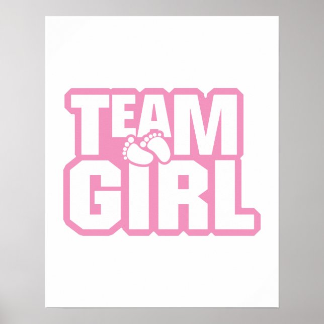 Team Girl Baby Shower Gender Reveal Party Rosa Poster (Framsidan)