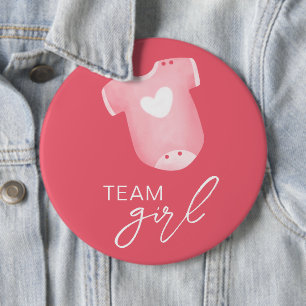 Team Girl Bära What will Baby be Rosa White Knapp
