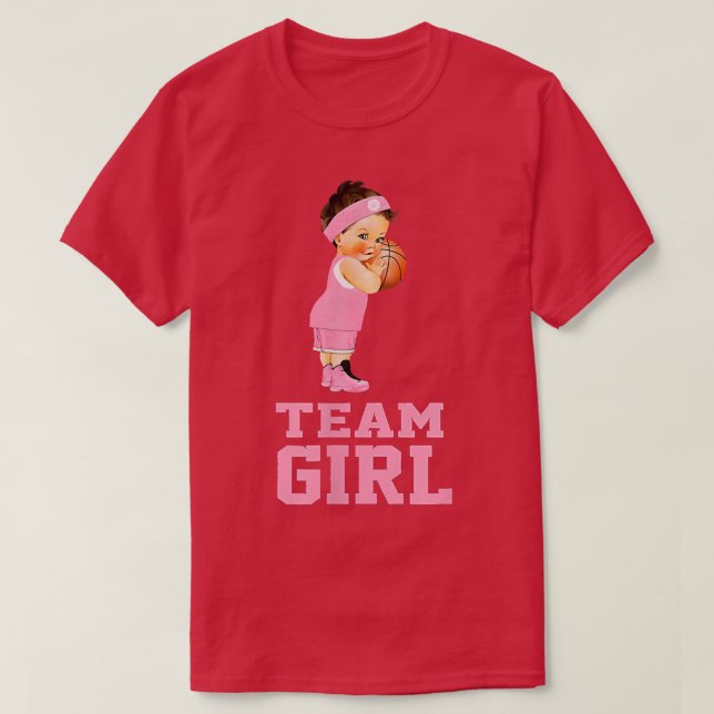 Team Girl Basketball Baby Gender Reveal T Shirt (Design framsida)