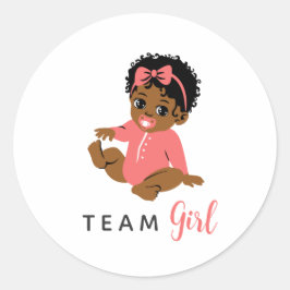 Team Girl Black Könsbestämning Rosa Babydekaler Runt Klistermärke