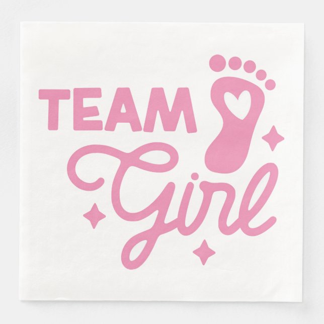 Team Girl Cute Girl Baby Shower Pappersservett (Framsida)