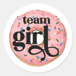 Team Girl Donut Gender Reveal Sticker Runt Klistermärke