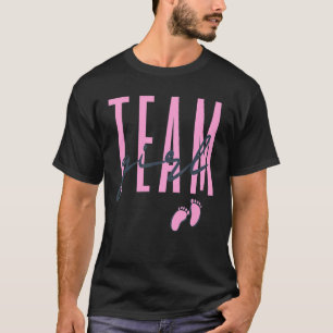 Team Girl Gender Reveal Baby Shower Rosa eller Blu T Shirt