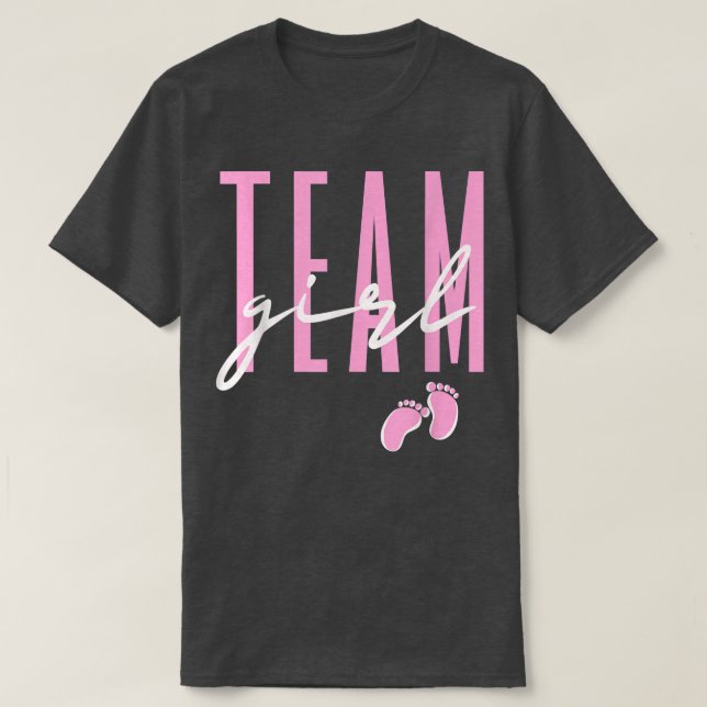 Team Girl Gender Reveal Baby Shower Rosa eller Blu T Shirt (Design framsida)