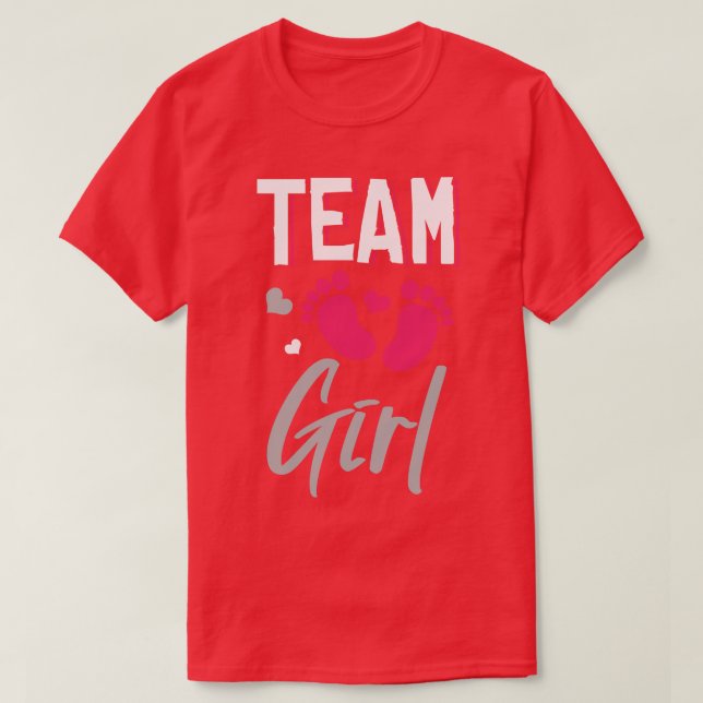 Team Girl Gender Reveal Baby Shower T Shirt (Design framsida)