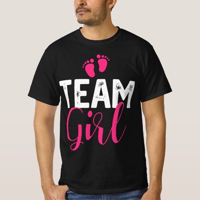 Team Girl Gender Reveal Baby Shower T Shirt (Framsida)
