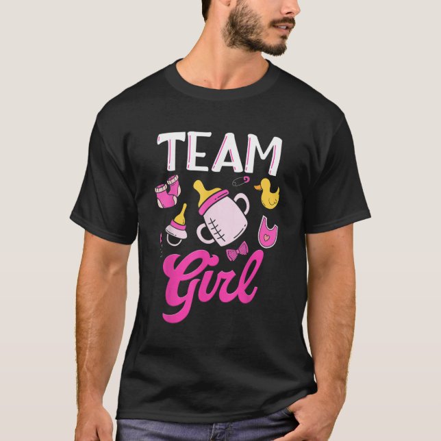 Team Girl Gender Reveal Party Baby Shower Matching T Shirt (Framsida)