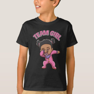 Team Girl Gender Reveal Party Dabbing Black Baby T Shirt