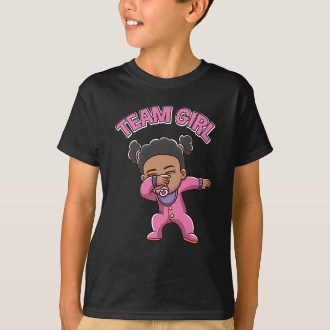 Team Girl Gender Reveal Party Dabbing Black Baby T Shirt (Framsida)