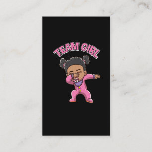 Team Girl Gender Reveal Party Dabbing Black Baby Visitkort