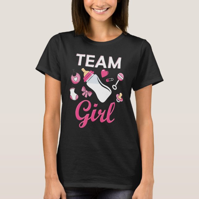 Team Girl Gender Reveal Party Team Pink Baby Annou T Shirt (Framsida)
