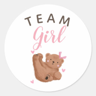 Team Girl Gender Reveal Party Vote Bear Runt Klistermärke