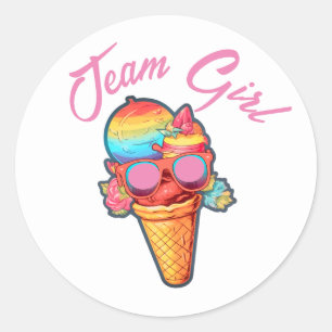 Team Girl Gender Reveal Party Vote Ice Cream Runt Klistermärke