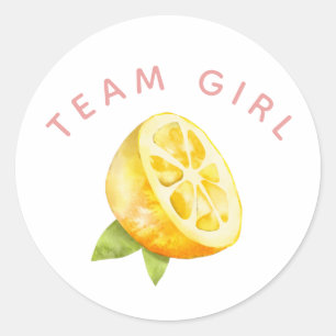 Team Girl Gender Reveal Party Vote Lemon Runt Klistermärke