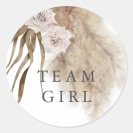 Team Girl Gender Reveal Party Vote Pampas Grass Runt Klistermärke