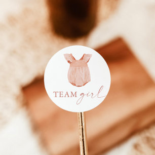 Team Girl Gender Reveal Party Vote Sticker Runt Klistermärke