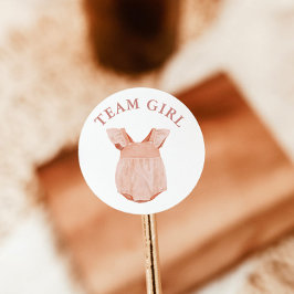 Team Girl Gender Reveal Party Vote Sticker Runt Klistermärke