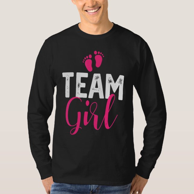 Team Girl Gender Reveal Pregnancy Announcement Bab T Shirt (Framsida)