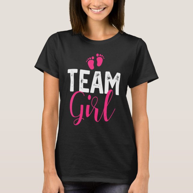 Team Girl Gender Reveal Pregnancy Announcement Bab T Shirt (Framsida)