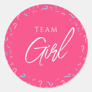 Team Girl Gender Reveal Rosa Fuchsia Runt Klistermärke