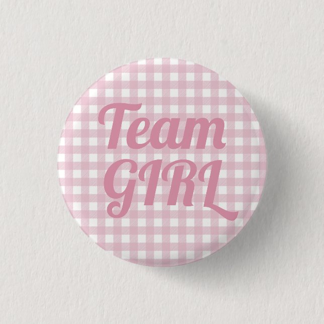 Team Girl Gender Rosa Reveal Party Button Small Knapp (Framsida)