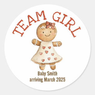 Team Girl gingerbröd juldekalett baby Runt Klistermärke