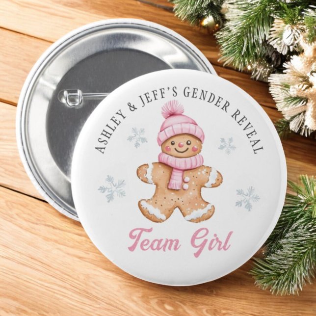 Team Girl Gingertea Gender Reveal Party Knapp (Skapare uppladdad)