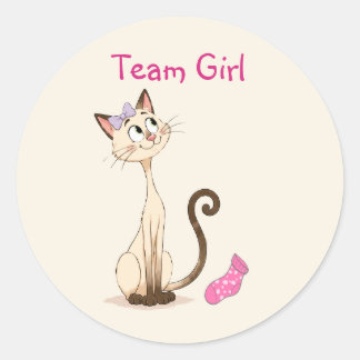 Team Girl Köns Avslöjande / Söt Clara Katt Runt Klistermärke