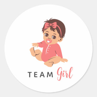 Team Girl Könsbestämning Rosa Napp Bebis Runt Klistermärke