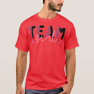Team Girl Leopard Skriv ut Rosa eller blått Gender T Shirt
