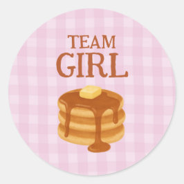 Team Girl Pancake Brunch Theme Gender Reveal Runt Klistermärke