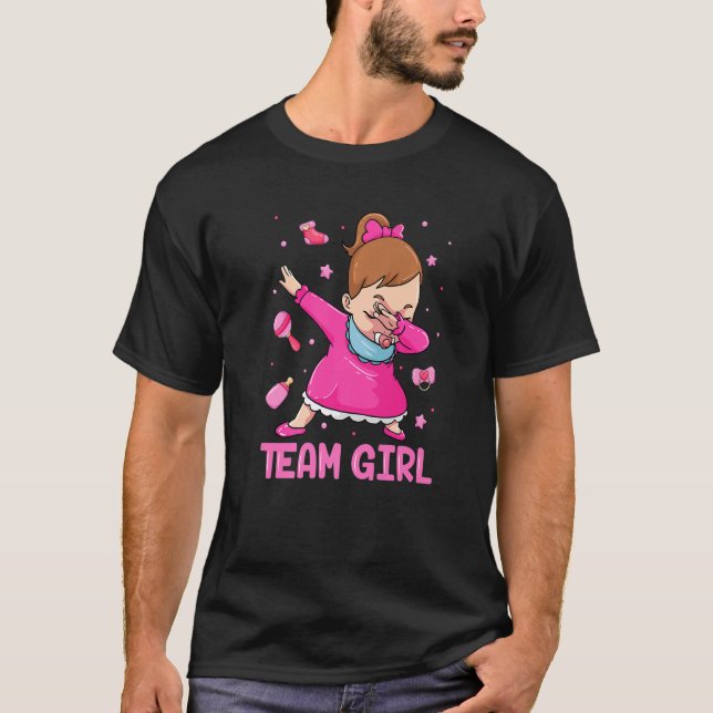Team Girl Pink Gender Reveal Party Baby Announceme T Shirt (Framsida)