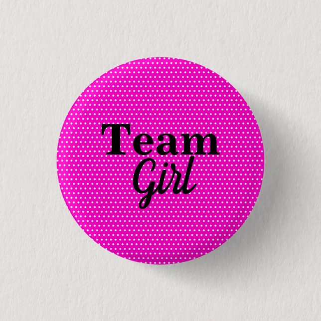 Team Girl Polka dots Baby Shower Button Rosa   Sho Knapp (Framsida)