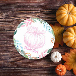 Team Girl Pumpkin Gender Reveal Party Vote Runt Klistermärke