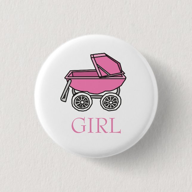 Team Girl Rosa Baby Barnvagn Gender Reveal Knapp (Framsida)