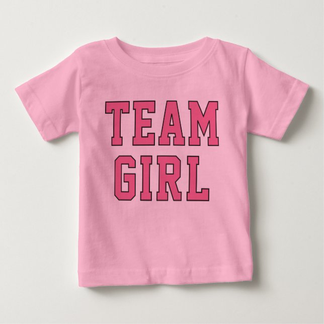 Team Girl Rosa Baby Gender Reveal Party Tee (Framsida)