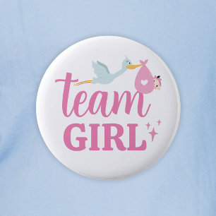 Team Girl Rosa Gender Reveal Party Knapp