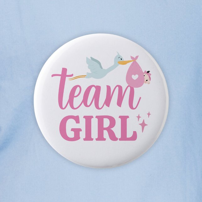 Team Girl Rosa Gender Reveal Party Knapp (Team Girl Pink Gender Reveal Party Button
)
