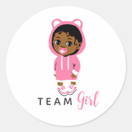 Team Girl Rosa hoodie Afrikansk-amerikansk bebis  Runt Klistermärke