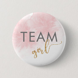Team Girl Rosa Watercolor Glitter Gender Reveal Knapp