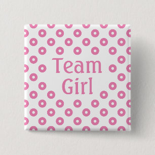 "Team Girl" White Polka Dot Gender Predidence Knapp