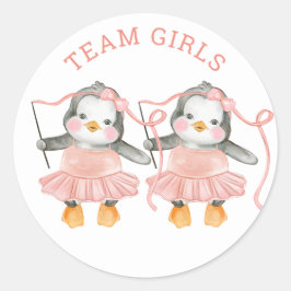 Team Girls. Tvillinggender visas. Röstbordsspel Runt Klistermärke