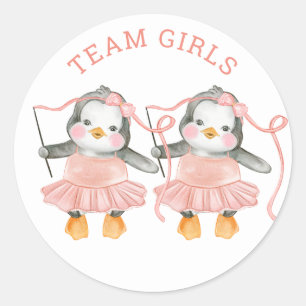 Team Girls. Tvillinggender visas. Röstbordsspel Runt Klistermärke