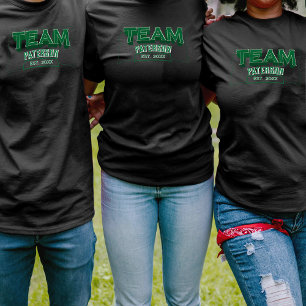 Team Grön Familj Anpassat Namn Sport Crew Svart T Shirt