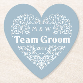 Team Groom anpassningsbar-monogram och pappert und Underlägg Papper