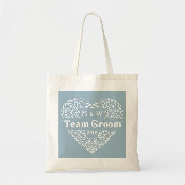 Team Groom anpassningsbar-monogram och tote bags-å Tygkasse (Framsidan)